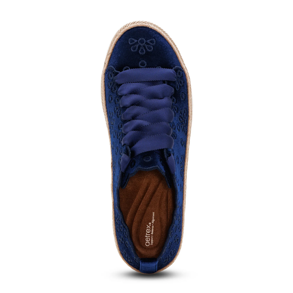 Aetrex Charlotte Sneaker (Women) - Navy Velvet Athletic - Casual - Lace Up - The Heel Shoe Fitters