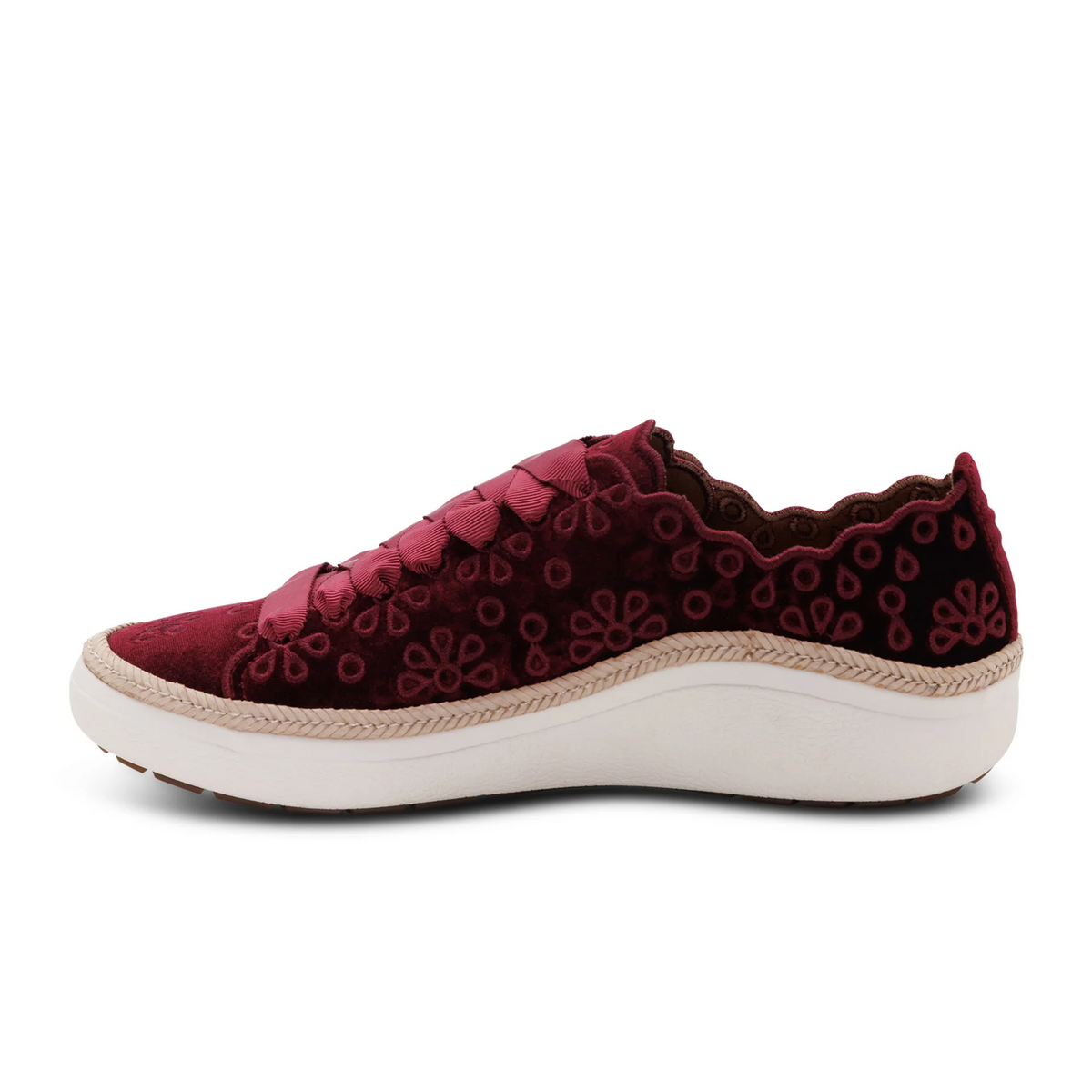 Aetrex Charlotte Sneaker (Women) - Burgundy Velvet Athletic - Casual - Lace Up - The Heel Shoe Fitters