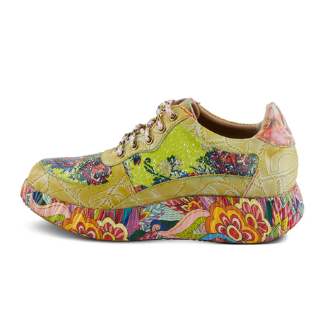 L'Artiste Caffey Sneaker (Women) - Lime Green Multi Athletic - Casual - Lace Up - The Heel Shoe Fitters
