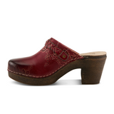 L'Artiste Calliroe Heeled Clog (Women) - Dark Red Multi Dress-Casual - Clogs & Mules - The Heel Shoe Fitters