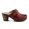 L'Artiste Calliroe Heeled Clog (Women) - Dark Red Multi Dress-Casual - Clogs & Mules - The Heel Shoe Fitters
