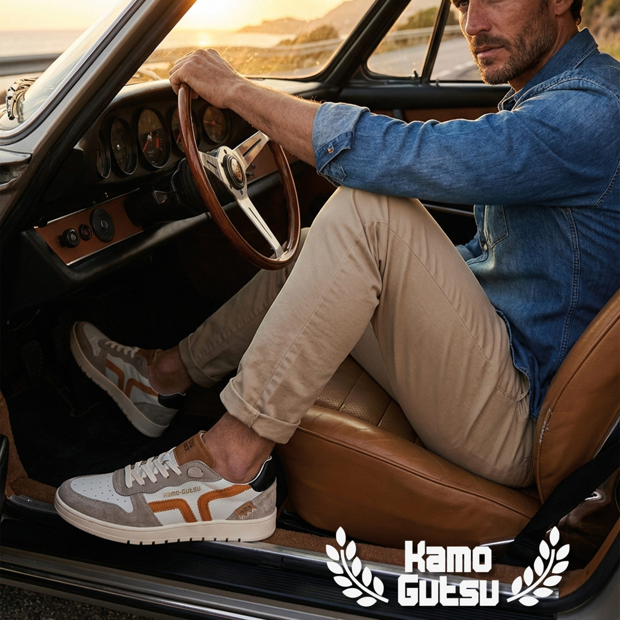 Kamo-Gutsu CAMPO 048 Sneaker (Men) - Beige/Arancio