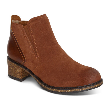 Aetrex Frankie Ankle Boot (Women) - Caramel Cafe Leather Boots - Fashion - Ankle Boot - The Heel Shoe Fitters