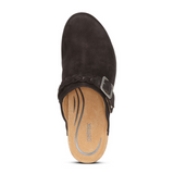 Aetrex Corey Heeled Clog (Women) - Black Nubuck Dress-Casual - Clogs & Mules - The Heel Shoe Fitters