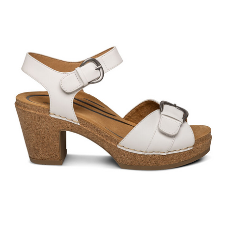 Aetrex Tory Heeled Sandal (Women) - White Sandals - Heel/Wedge - The Heel Shoe Fitters