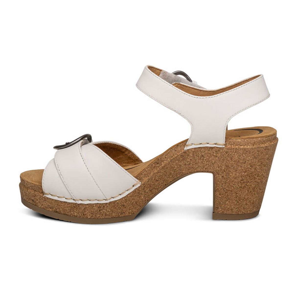 Aetrex Tory Heeled Sandal (Women) - White Sandals - Heel/Wedge - The Heel Shoe Fitters