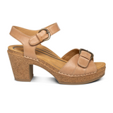 Aetrex Tory Heeled Sandal (Women) - Camel Sandals - Heel/Wedge - The Heel Shoe Fitters