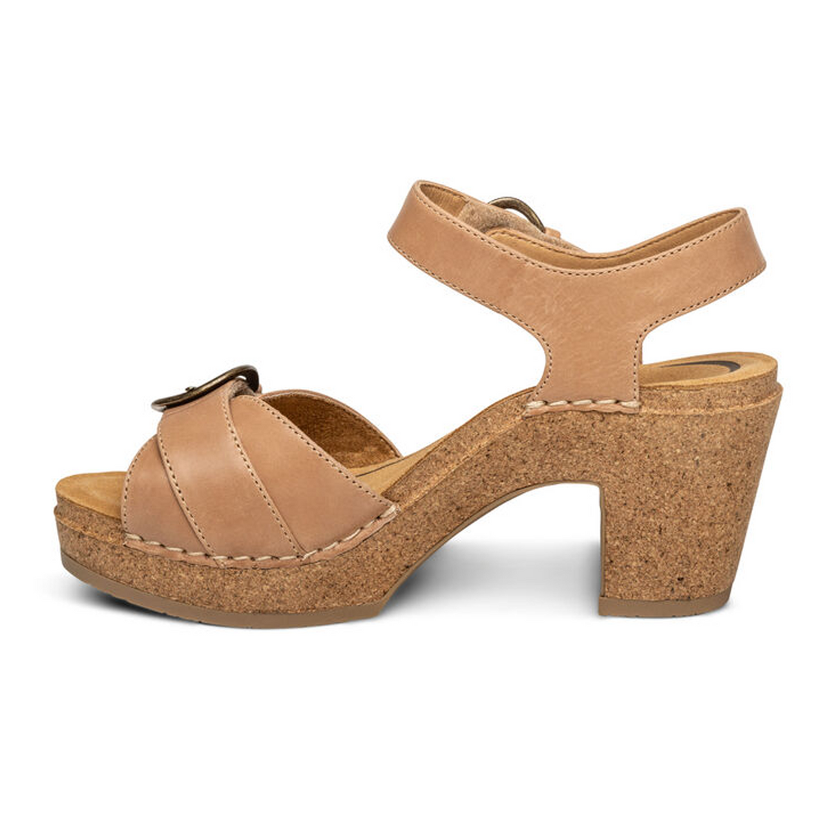 Aetrex Tory Heeled Sandal (Women) - Camel Sandals - Heel/Wedge - The Heel Shoe Fitters