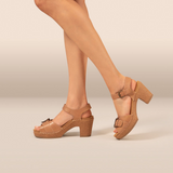 Aetrex Tory Heeled Sandal (Women) - Camel Sandals - Heel/Wedge - The Heel Shoe Fitters