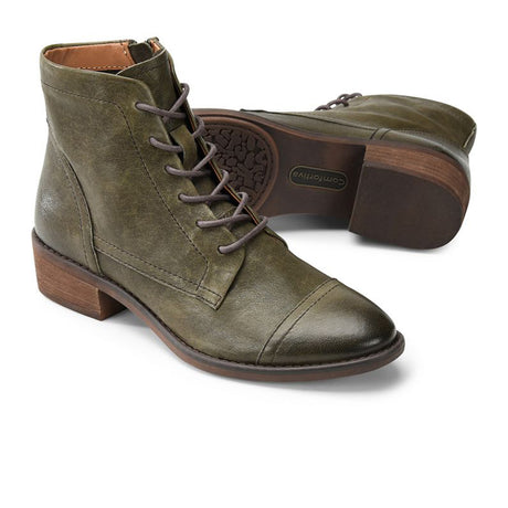 Comfortiva Cordia Ankle Boot (Women) - Army Green Boots - Casual - Mid - The Heel Shoe Fitters