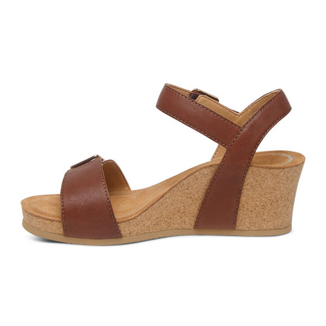 Aetrex Lexa Wedge Sandal (Women) - Walnut Sandals - Heel/Wedge - The Heel Shoe Fitters