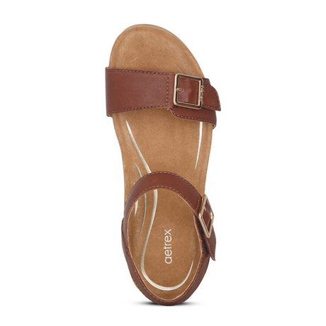 Aetrex Lexa Wedge Sandal (Women) - Walnut Sandals - Heel/Wedge - The Heel Shoe Fitters