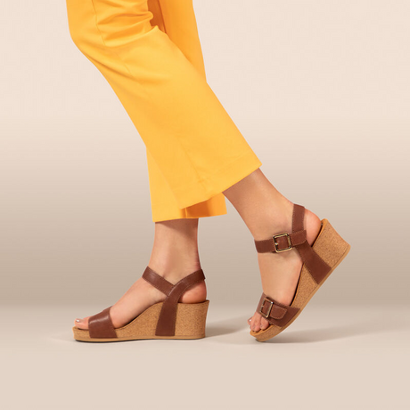 Aetrex Lexa Wedge Sandal (Women) - Walnut Sandals - Heel/Wedge - The Heel Shoe Fitters