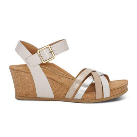 Aetrex Noelle Wedge Sandal (Women) - Ivory Sandals - Heel/Wedge - The Heel Shoe Fitters