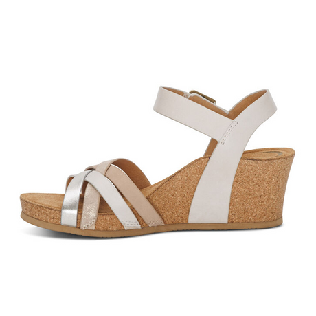 Aetrex Noelle Wedge Sandal (Women) - Ivory Sandals - Heel/Wedge - The Heel Shoe Fitters