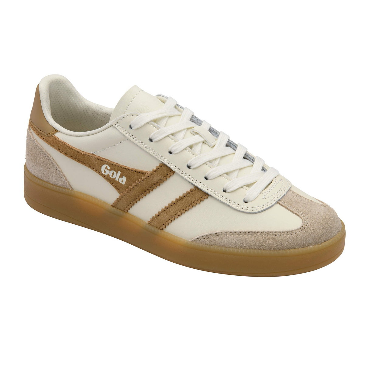 Gola Viper Leather Sneaker (Women) - Off White/Bone/Light Caramel/Gum Athletic - Casual - Lace Up - The Heel Shoe Fitters