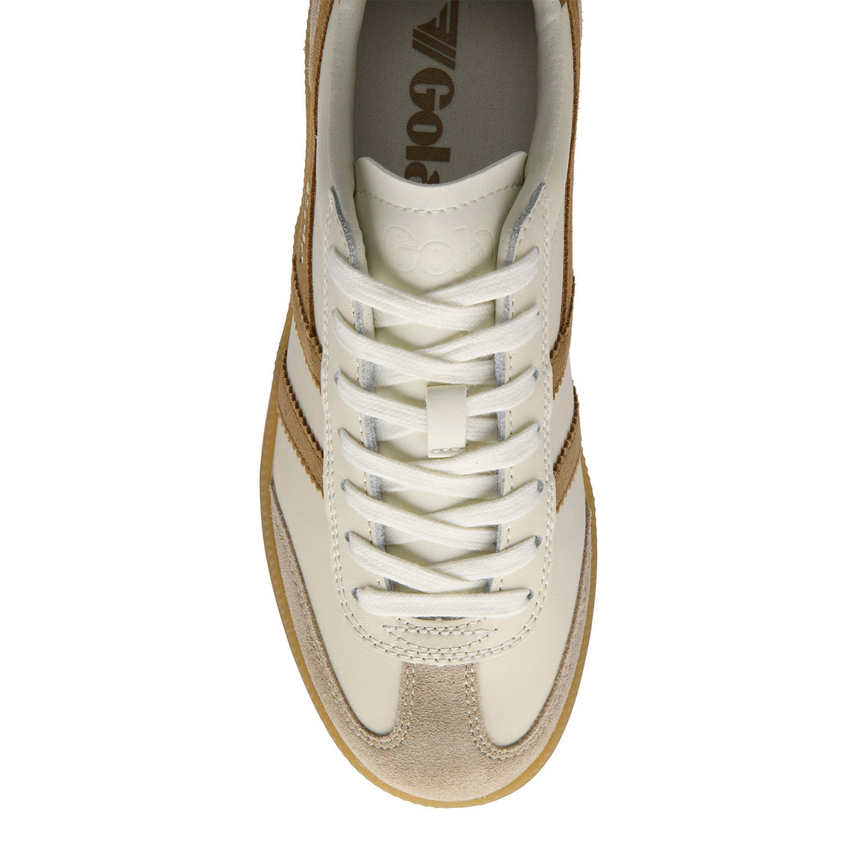 Gola Viper Leather Sneaker (Women) - Off White/Bone/Light Caramel/Gum Athletic - Casual - Lace Up - The Heel Shoe Fitters