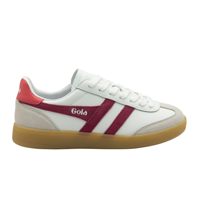 Gola Viper Leather Sneaker (Women) - White/Cerise/Coral/Gum Athletic - Casual - Lace Up - The Heel Shoe Fitters