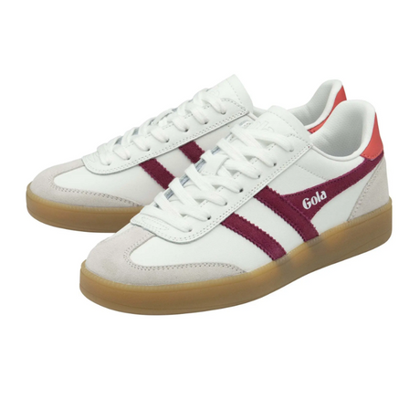 Gola Viper Leather Sneaker (Women) - White/Cerise/Coral/Gum Athletic - Casual - Lace Up - The Heel Shoe Fitters