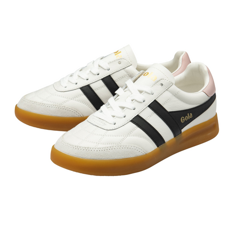 Gola Stadia Leather Sneaker (Women) - White/Black/Chalk Pink/Gum Athletic - Casual - Lace Up - The Heel Shoe Fitters