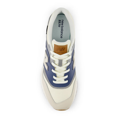 New Balance 997 (Men) - White/Sea Salt/Vintage Indigo Athletic - Running - Stability - The Heel Shoe Fitters