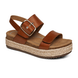 Aetrex Vania Platform Sandal (Women) - Cognac Sandals - Backstrap - The Heel Shoe Fitters