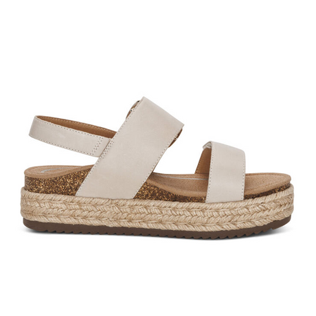 Aetrex Vania Platform Sandal (Women) - Cream Sandals - Backstrap - The Heel Shoe Fitters