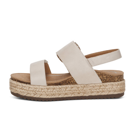 Aetrex Vania Platform Sandal (Women) - Cream Sandals - Backstrap - The Heel Shoe Fitters