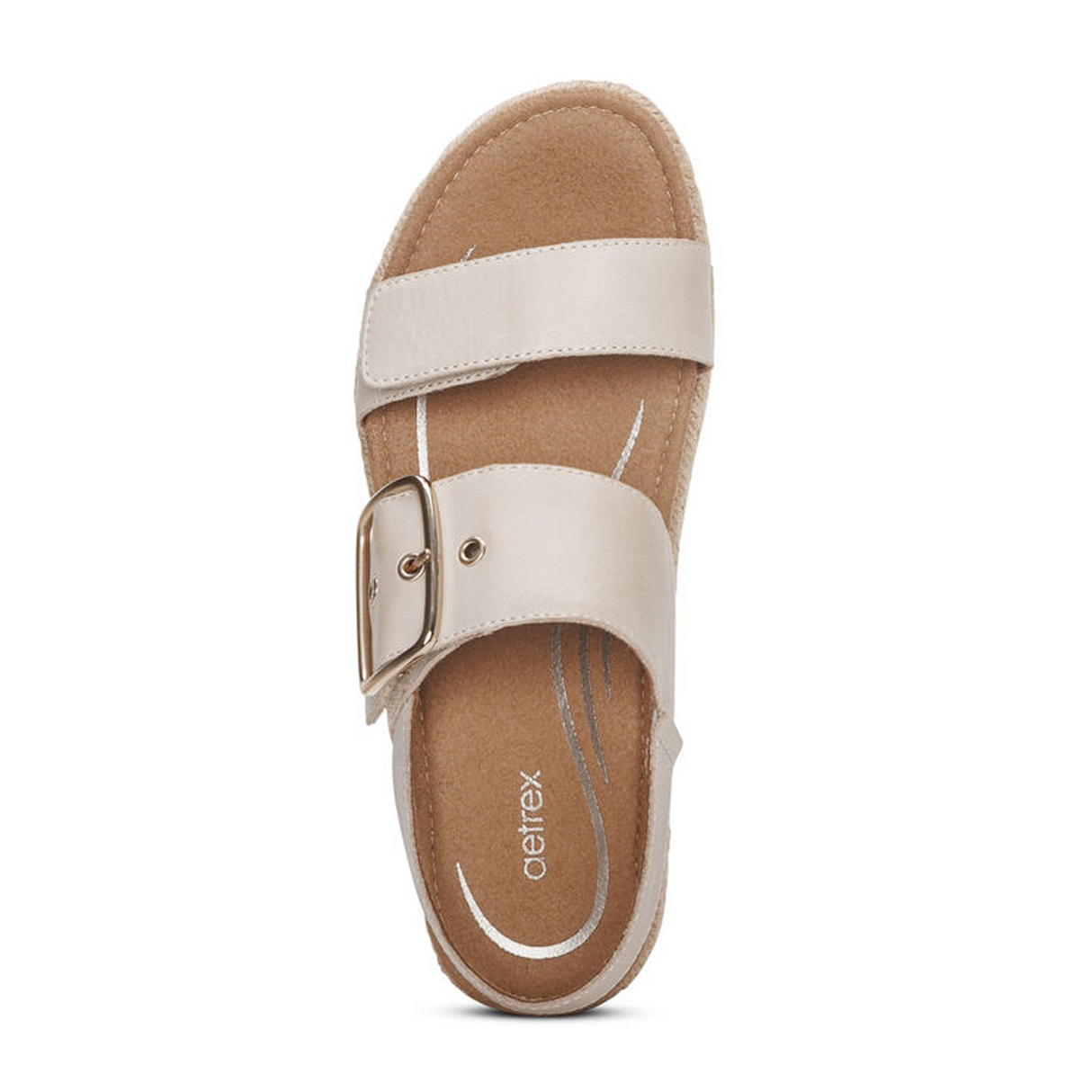 Aetrex Vania Platform Sandal (Women) - Cream Sandals - Backstrap - The Heel Shoe Fitters