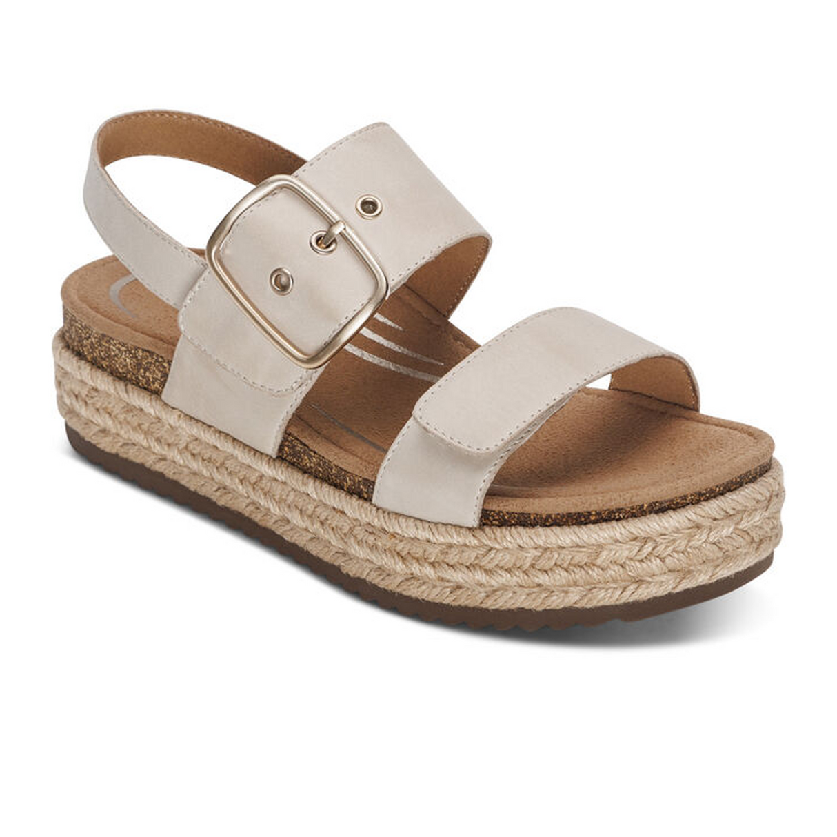 Aetrex Vania Platform Sandal (Women) - Cream Sandals - Backstrap - The Heel Shoe Fitters