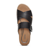 Aetrex Alyssa Platform Slide Sandal (Women) - Black Leather Sandals - Slide - The Heel Shoe Fitters