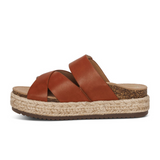 Aetrex Alyssa Platform Slide Sandal (Women) - Cognac Leather Sandals - Slide - The Heel Shoe Fitters