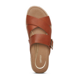 Aetrex Alyssa Platform Slide Sandal (Women) - Cognac Leather Sandals - Slide - The Heel Shoe Fitters