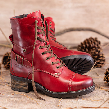 Taos Crave Lace Up Mid Boot (Women) - Classic Red Boots - Casual - Mid - The Heel Shoe Fitters