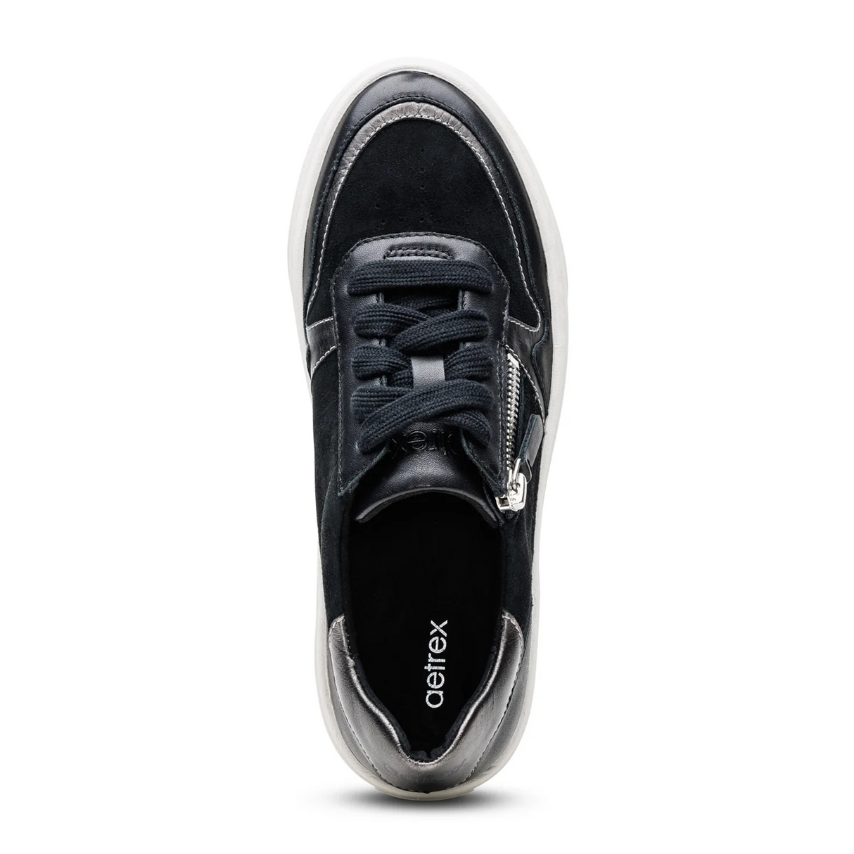 Aetrex Leigh Sneaker (Women) - Black Athletic - Casual - Lace Up - The Heel Shoe Fitters