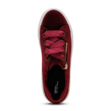 Aetrex Aubrey Platform Sneaker (Women) - Burgundy Velvet Athletic - Casual - Lace Up - The Heel Shoe Fitters