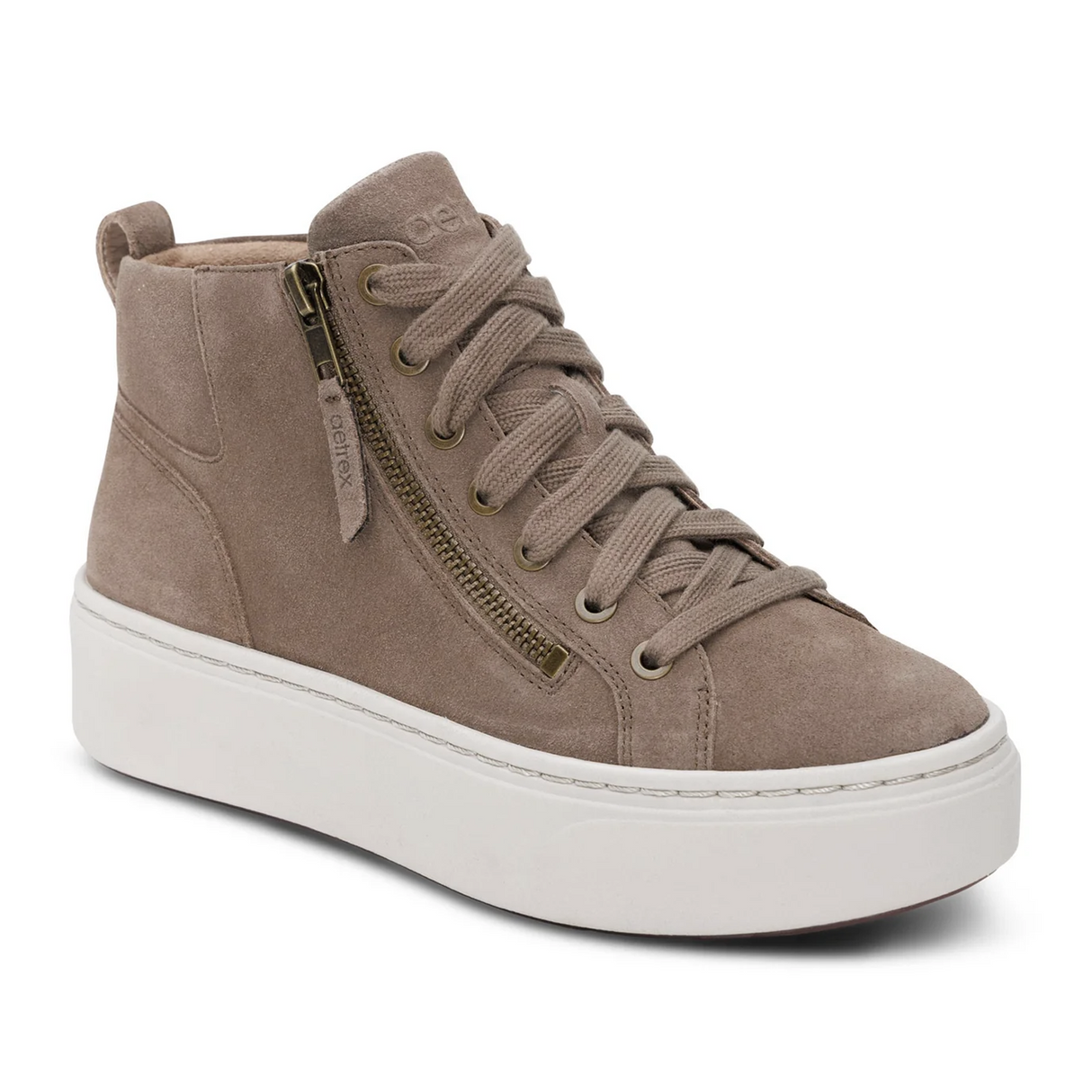 Aetrex Gianna Mid Sneaker (Women) - Taupe Athletic - Casual - Lace Up - The Heel Shoe Fitters