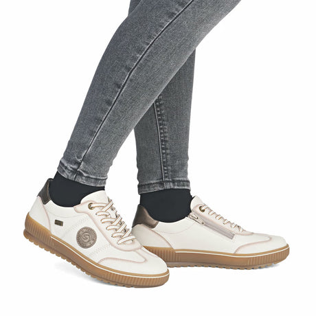 Remonte D0702 Maditta Sneaker (Women) - Cotton/Bronze Athletic - Casual - Lace Up - The Heel Shoe Fitters