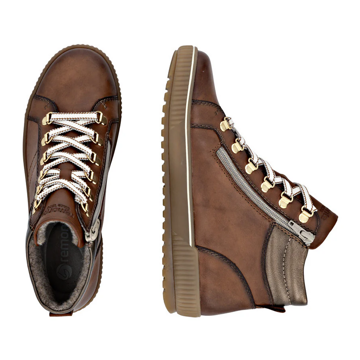 Remonte D0781 Maditta Sneaker Boot (Women) - Muskat/Bronze Athletic - Casual - Lace Up - The Heel Shoe Fitters