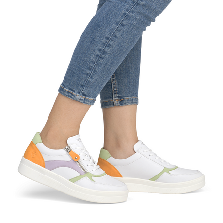 Remonte Kendra D0J01 Sneaker (Women) - Weiss/Light Mint/Mauve/Mango Athletic - Casual - Lace Up - The Heel Shoe Fitters