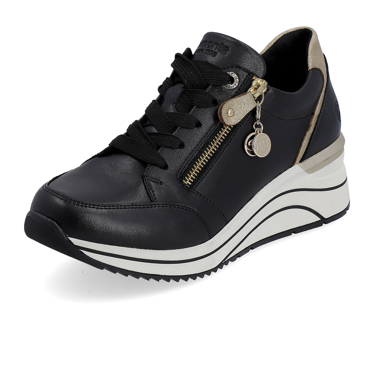 Remonte Eleni D0T03-01 Sneaker (Women) - Schwarz/Ginger Gold Athletic - Casual - Lace Up - The Heel Shoe Fitters