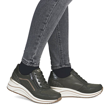 Remonte D0T16 Eleni Sneaker (Women) - Forest/Alloy/Moor Athletic - Casual - Lace Up - The Heel Shoe Fitters