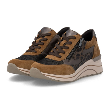 Remonte Eleni D0T23 Sneaker (Women) - Reh/Schwarz-Gold/Antique Athletic - Casual - Lace Up - The Heel Shoe Fitters