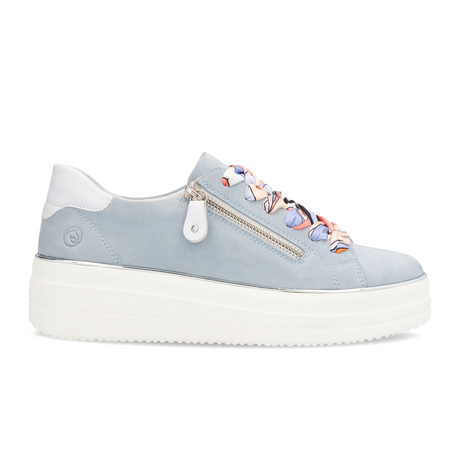 Remonte Julika D1C06 Sneaker (Women) - Bleu/Weiss/Sheepsuede Athletic - Casual - Lace Up - The Heel Shoe Fitters