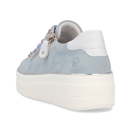 Remonte Julika D1C06 Sneaker (Women) - Bleu/Weiss/Sheepsuede Athletic - Casual - Lace Up - The Heel Shoe Fitters