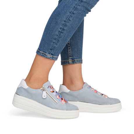 Remonte Julika D1C06 Sneaker (Women) - Bleu/Weiss/Sheepsuede Athletic - Casual - Lace Up - The Heel Shoe Fitters