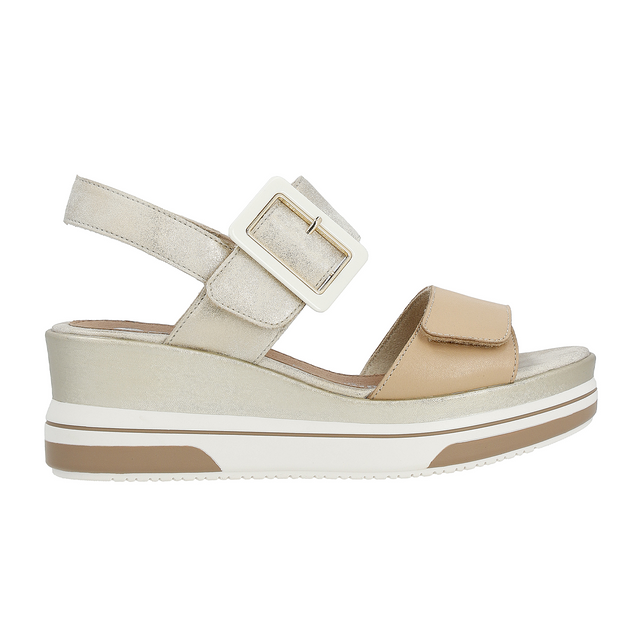 Remonte Sabine D1P50 Sandal (Women) - Cord/Muschel Lugano Sandals - Heel/Wedge - The Heel Shoe Fitters