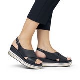 Remonte Sabine D1P53 Sandal (Women) - Black Lugano Sandals - Heel/Wedge - The Heel Shoe Fitters