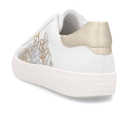 Remonte Shawna D2J00 Sneaker (Women) - Weiss/Pale Gold/Manila Athletic - Casual - Lace Up - The Heel Shoe Fitters