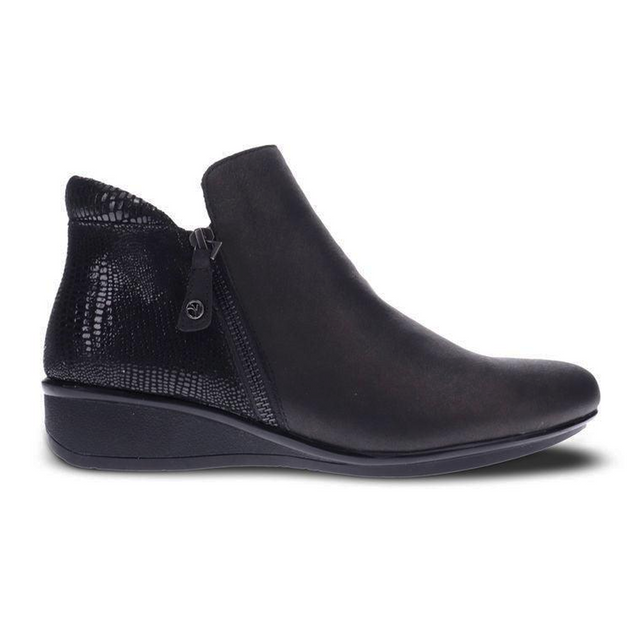 Revere Damascus Ankle Boot (Women) - Onyx/Black Lizard Boots - Casual - Low - The Heel Shoe Fitters